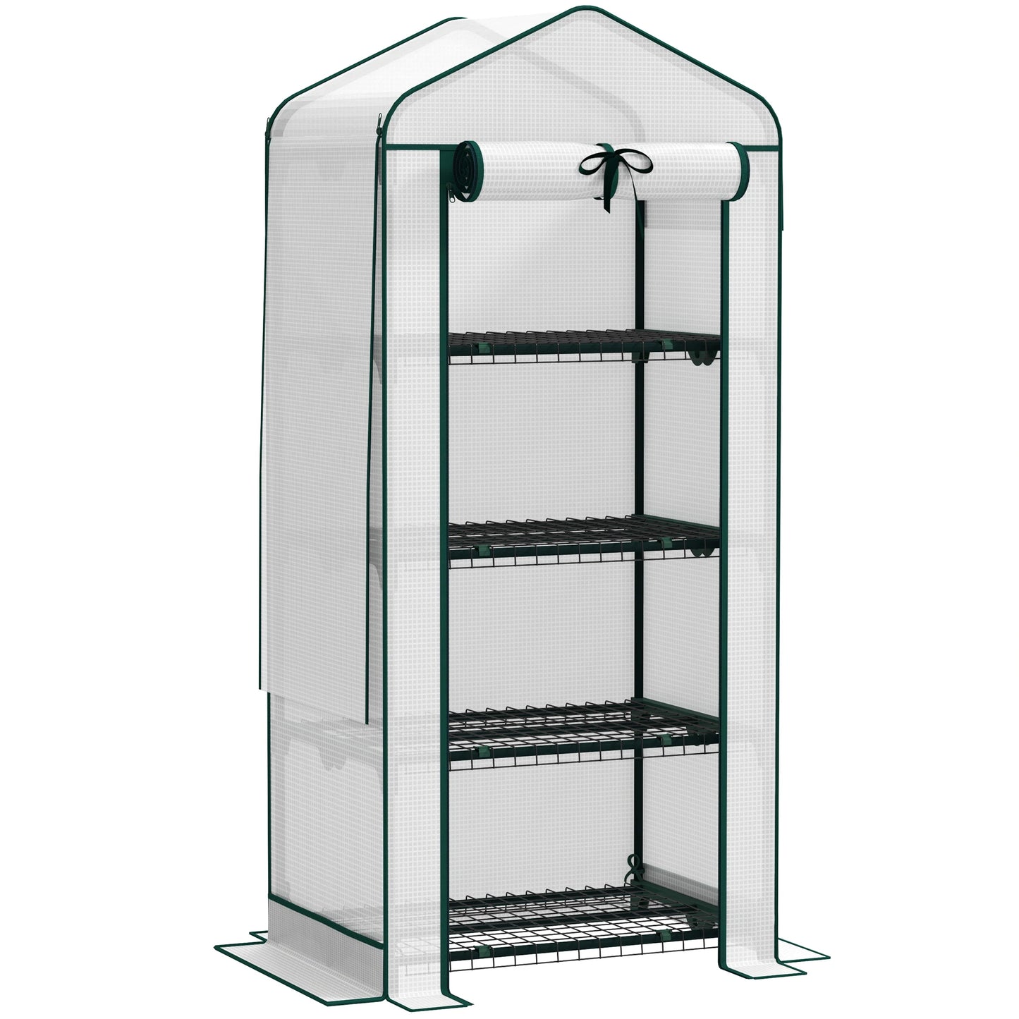 4 Tier Mini Greenhouse with Screen Roof, 27.6" X 19.7" X 62.2"