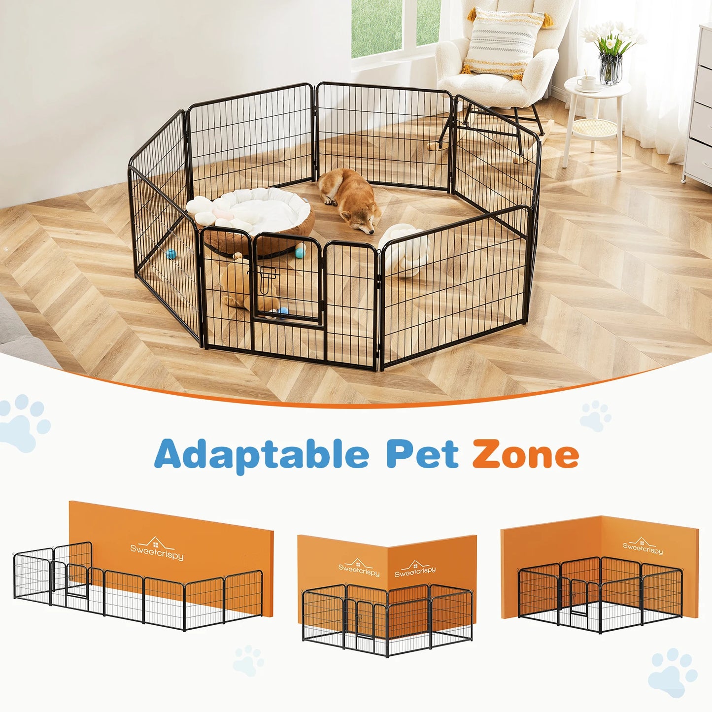 8 Panel Dog Playpen Indoor / Outdoor with Gate