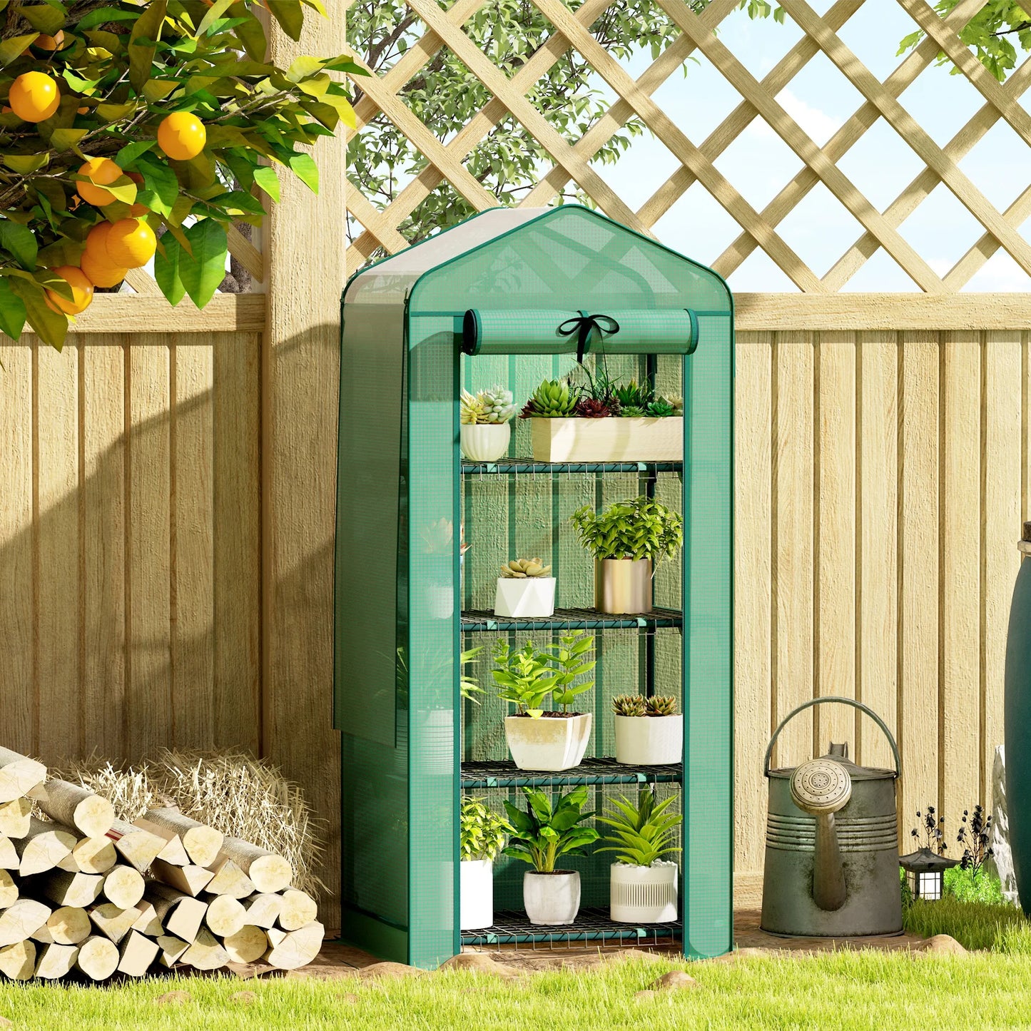 4 Tier Mini Greenhouse with Screen Roof, 27.6" X 19.7" X 62.2"
