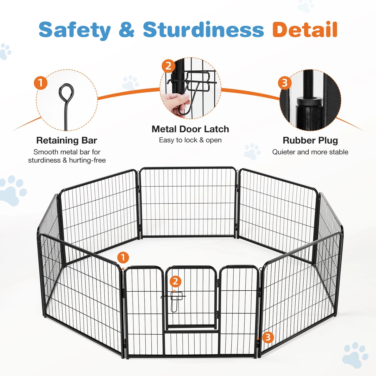 8 Panel Dog Playpen Indoor / Outdoor with Gate