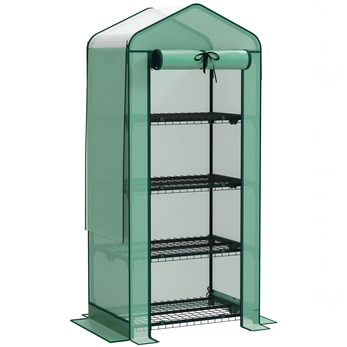 4 Tier Mini Greenhouse with Screen Roof, 27.6" X 19.7" X 62.2"