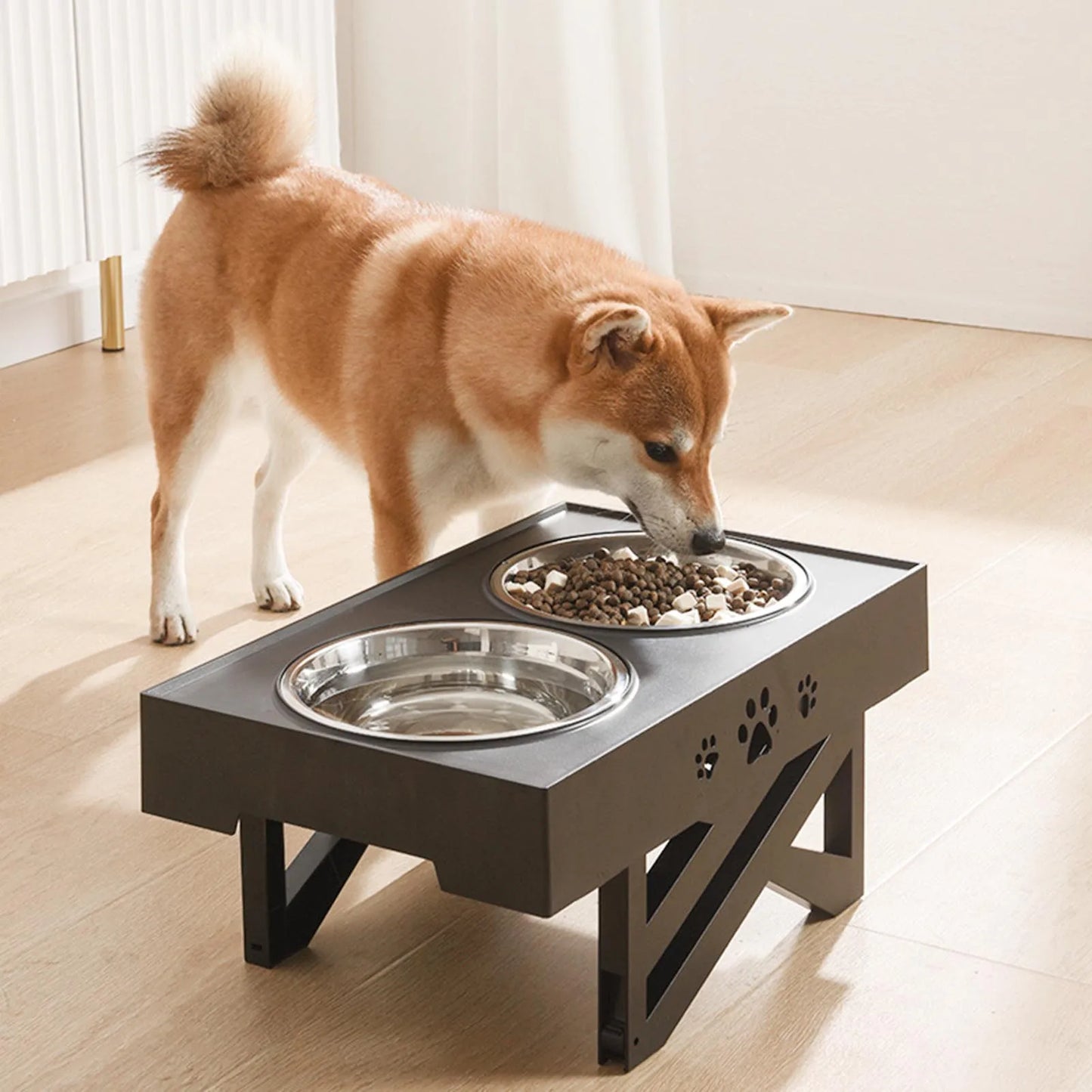 Stainless Steel Elevated Dog Bowl Non-Slip and No Spill Design