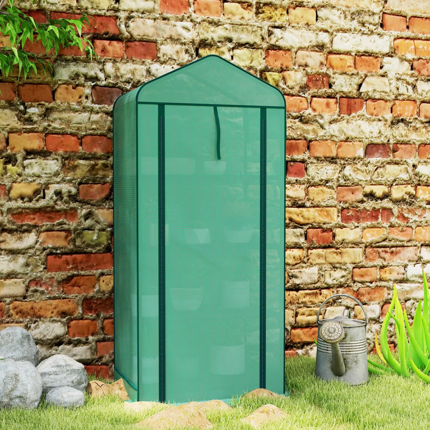 4 Tier Mini Greenhouse with Screen Roof, 27.6" X 19.7" X 62.2"