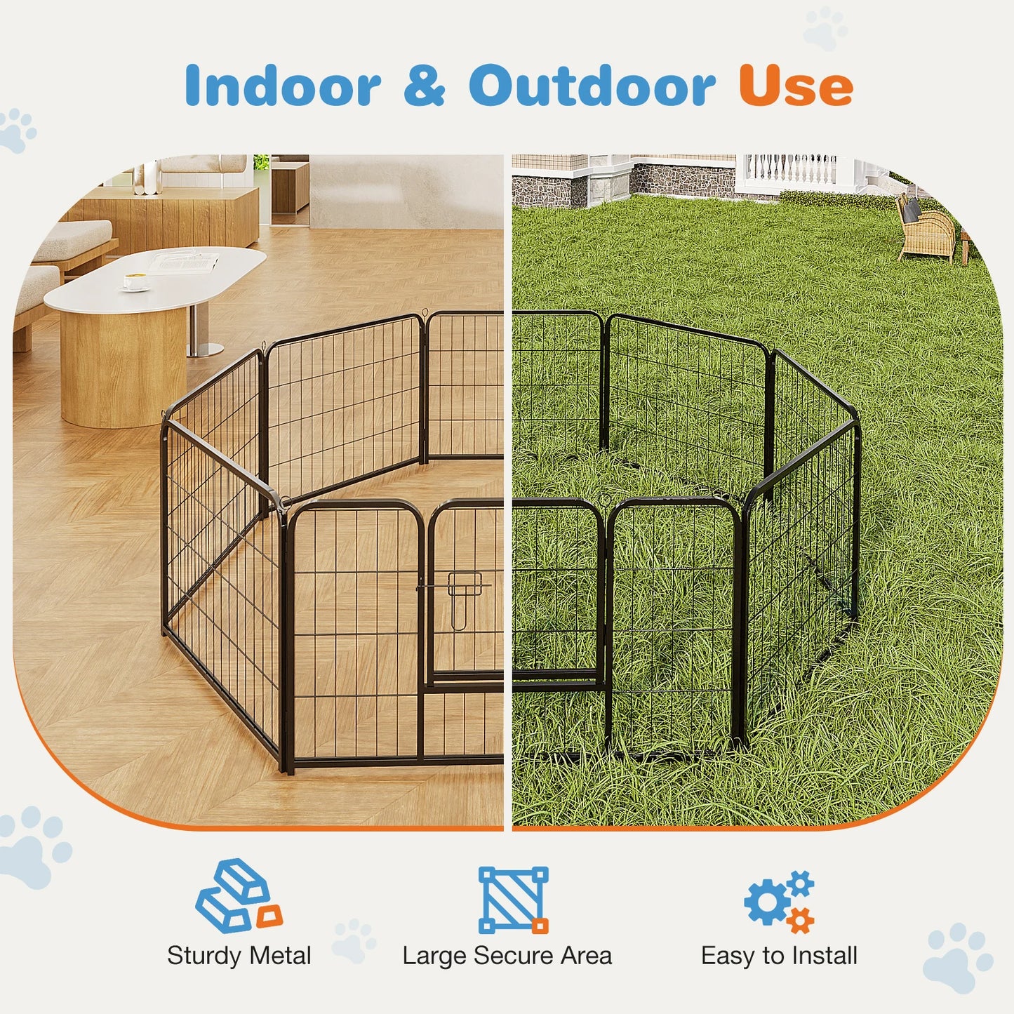 8 Panel Dog Playpen Indoor / Outdoor with Gate