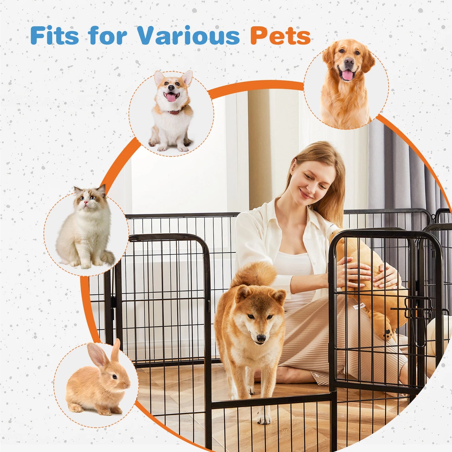 8 Panel Dog Playpen Indoor / Outdoor with Gate