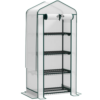 4 Tier Mini Greenhouse with Screen Roof, 27.6" X 19.7" X 62.2"