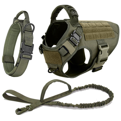 Dog Harness Collar Leash Set, Military Tactical Vest