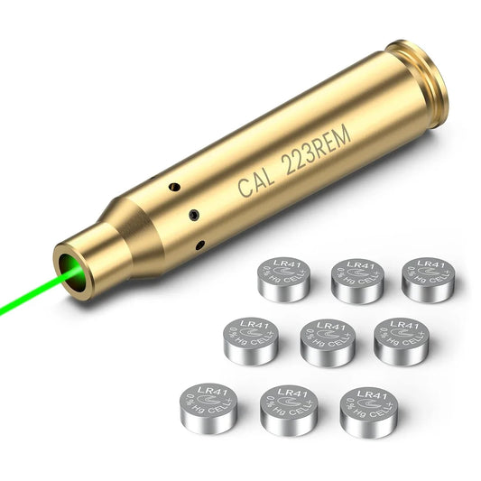 Green Laser Bore Sight, 223, 5.56mm Bore with 3 Sets of Batteries