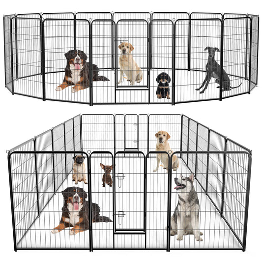 16 Panel Dog Playpen with Doors, Metal