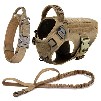 Dog Harness Collar Leash Set, Military Tactical Vest