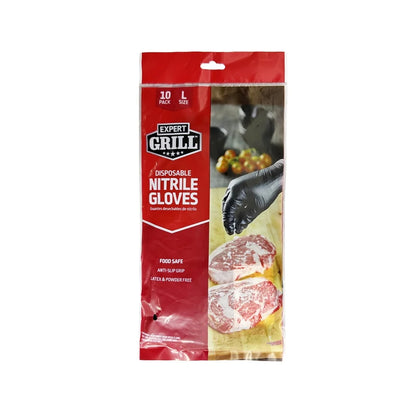10PK Disposable Gloves, Food Safe Black Nitrile, Powder Free