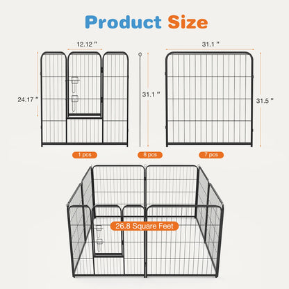 8 Panel Dog Playpen Indoor / Outdoor with Gate
