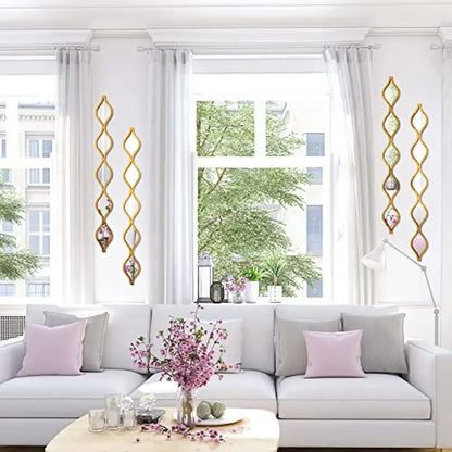 Teardrop Mirror Wall Art Decor Set of 4 Gold Acrylic Wood Backing Modern Vintage Bohemian Style