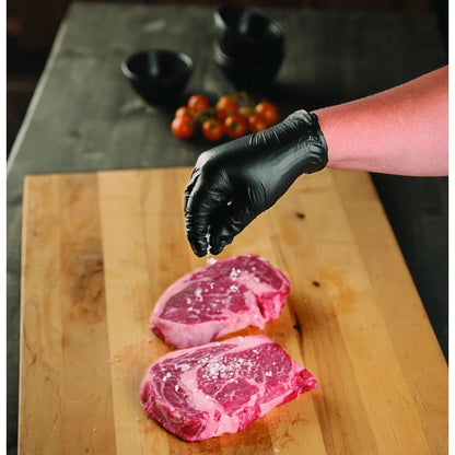 10PK Disposable Gloves, Food Safe Black Nitrile, Powder Free
