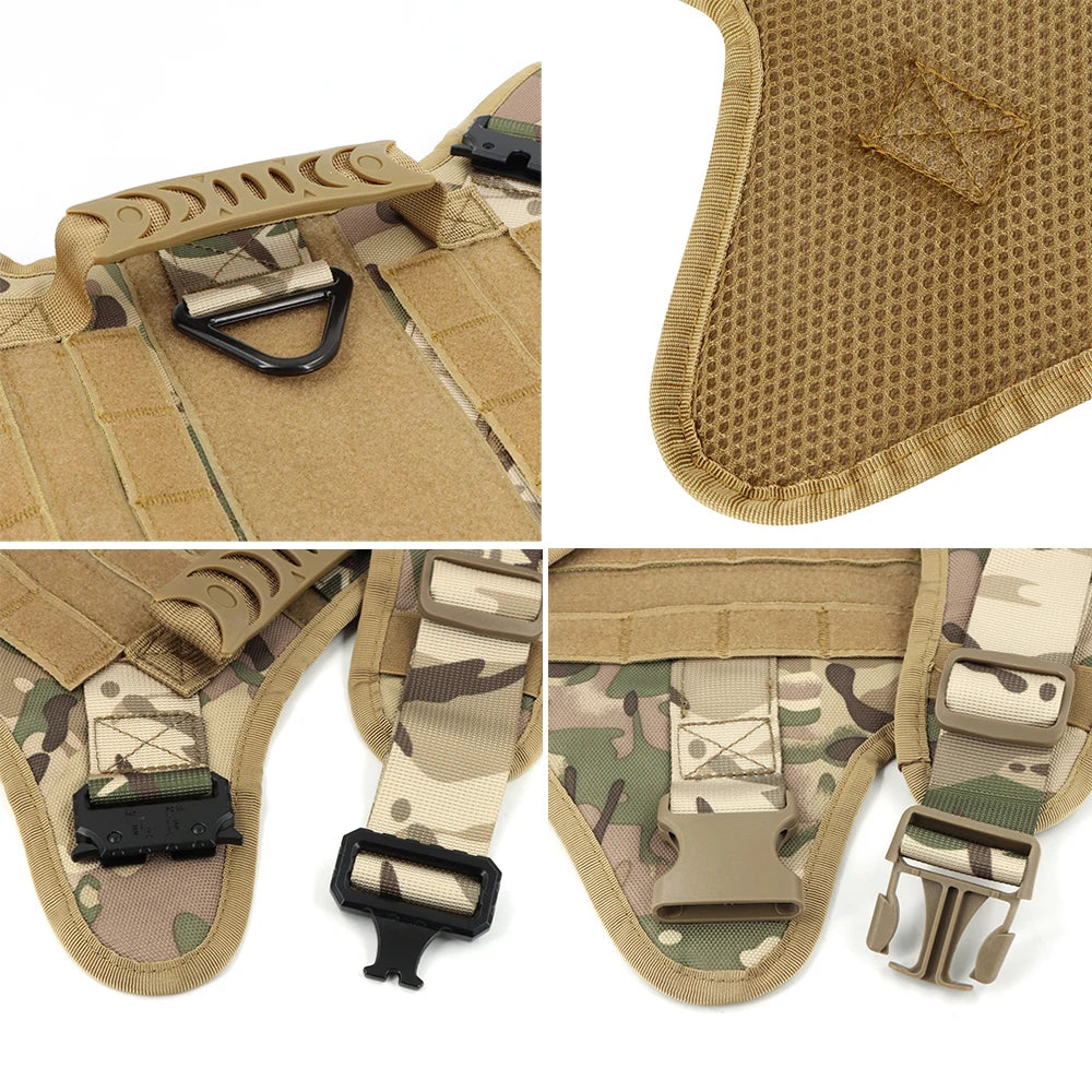 Dog Harness Collar Leash Set, Military Tactical Vest