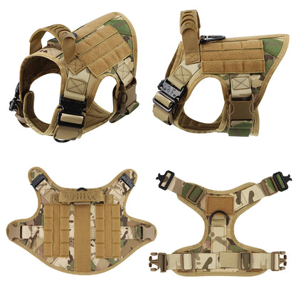 Dog Harness Collar Leash Set, Military Tactical Vest