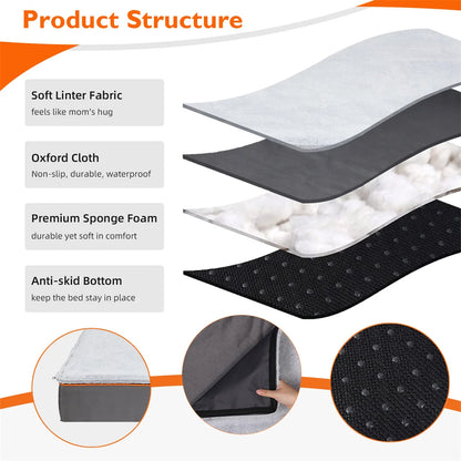 Premium Large Orthopedic Memory Foam Dog Bed Waterproof Washable Water Resistant