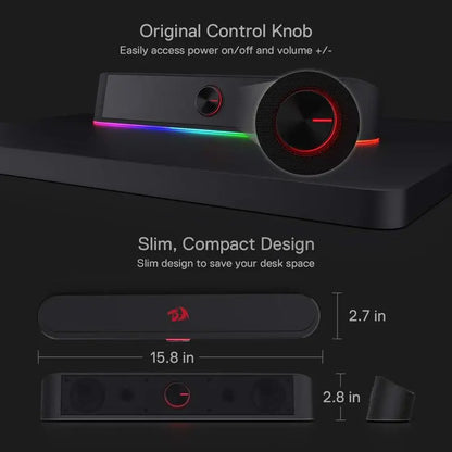 Tabletop Soundbar, 2.0 Channel Speaker with Dynamic Lighting Bar